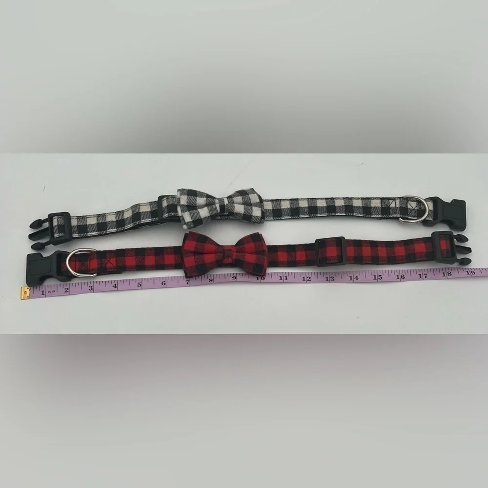 Adjustable Pet Collar Checker Bowknot Dog Collar NWOT